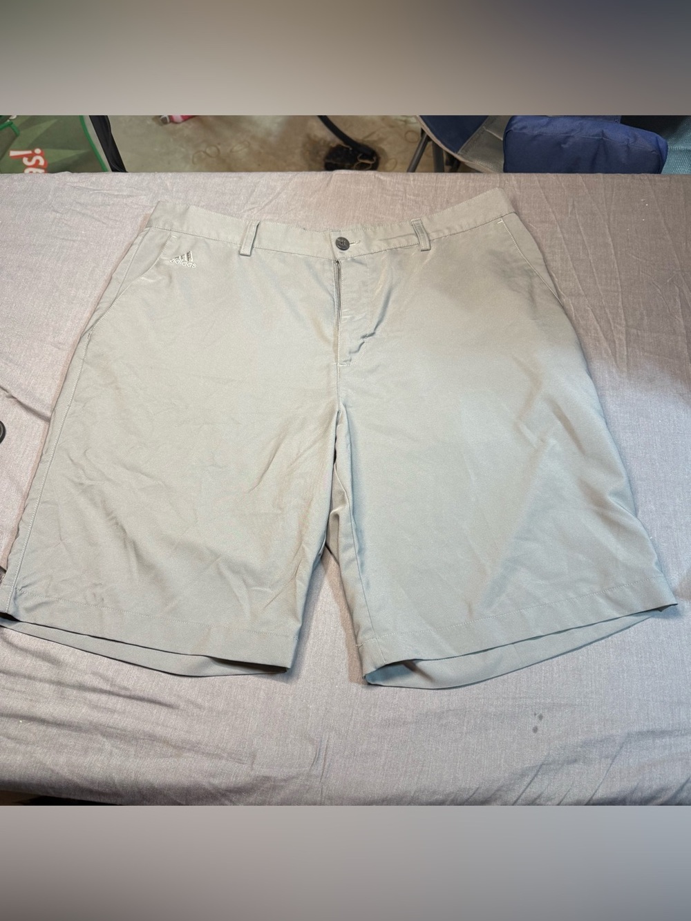 adidas Men’s Light Gray Performance Flat-Front Shorts